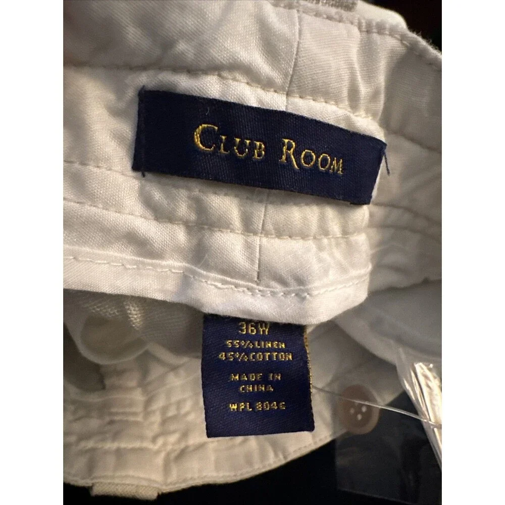 Club Room Men's Cargo Shorts 36 Khaki Linen Cotton Blend Preppy Classic New